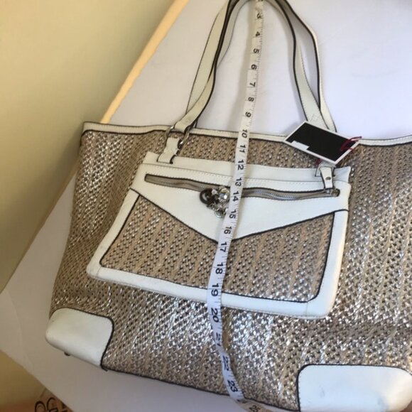 Juicy Couture NEW Y2K Leather Raffia Tote Satchel Shoulder Bag Clutch Wristlet - Picture 11 of 16